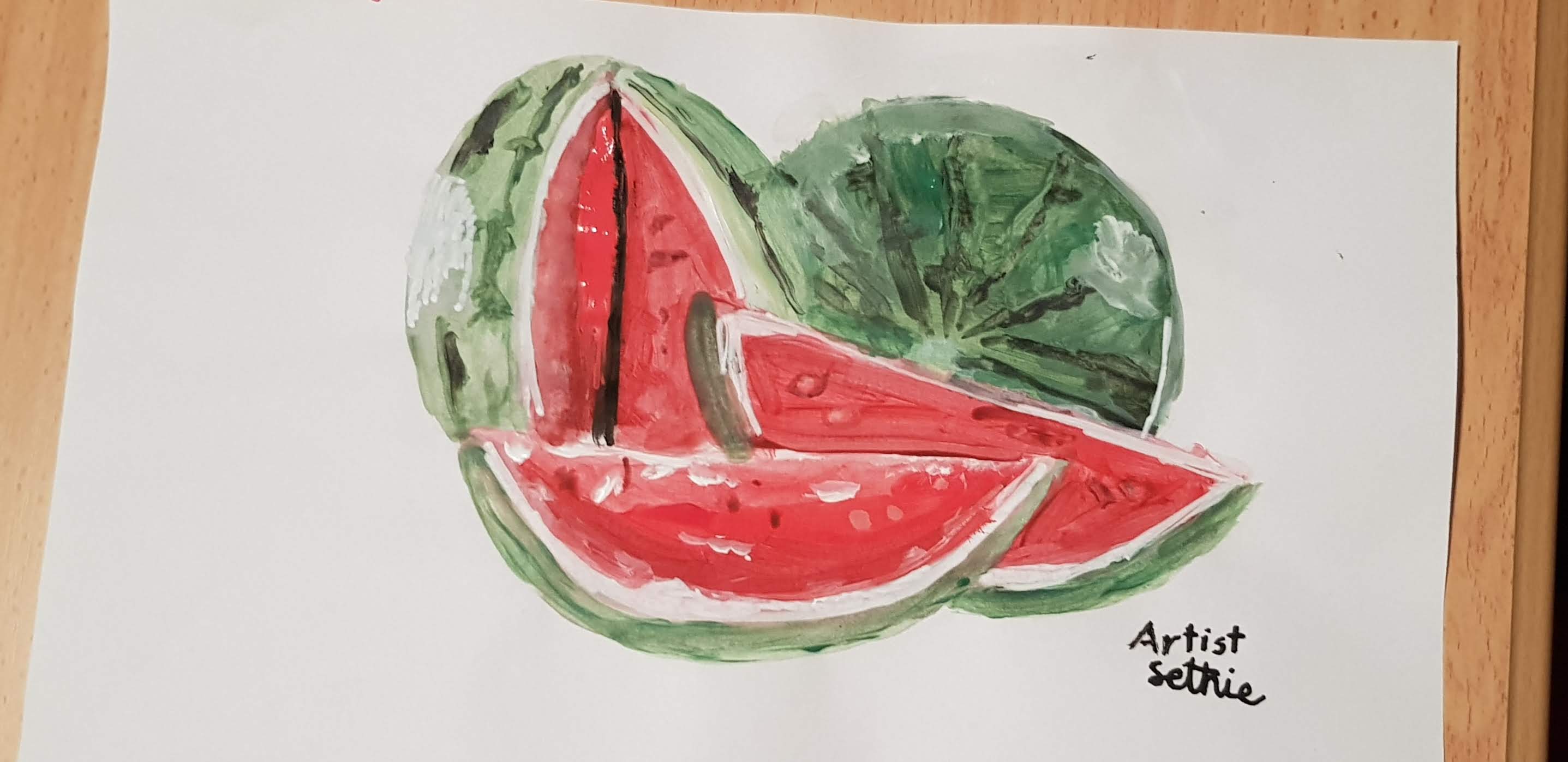A Drawing of a Whole, and cut watermelon